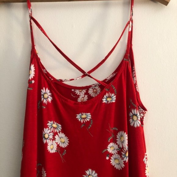 Red Daisy pattern Swing Dress - Picture 6 of 7
